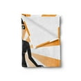 thumbnail image 2 of Retro Soft Flannel Fleece Throw Blanket, Cat Woman Halloween Costume on Starburst Background, Cozy Plush for Indoor and Outdoor Use, 70" x 90", Orange Grey, by Ambesonne, 2 of 5