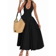 thumbnail image 3 of Women'S Casual Midi Dress V Neck Sundress Elegant Flowy A Line Beach Long Dress, 3 of 8