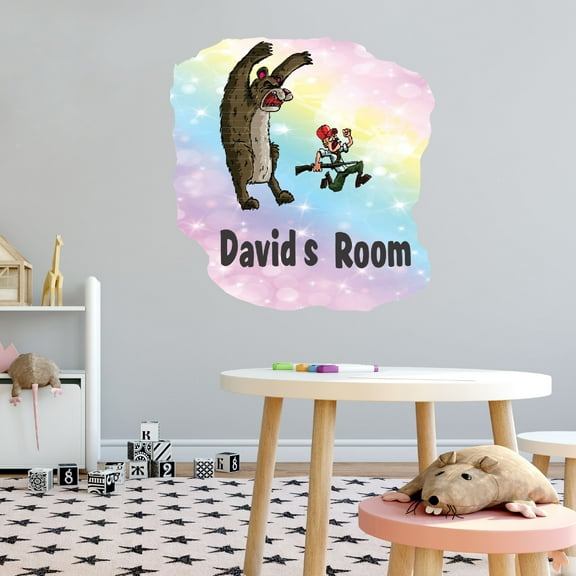 Personalized Watercolor Decal Bedroom Wall Decal for Children Personalized Name Colorful Cartoon Art Cute Custom Name Décor - Size: 20 In x 20 In