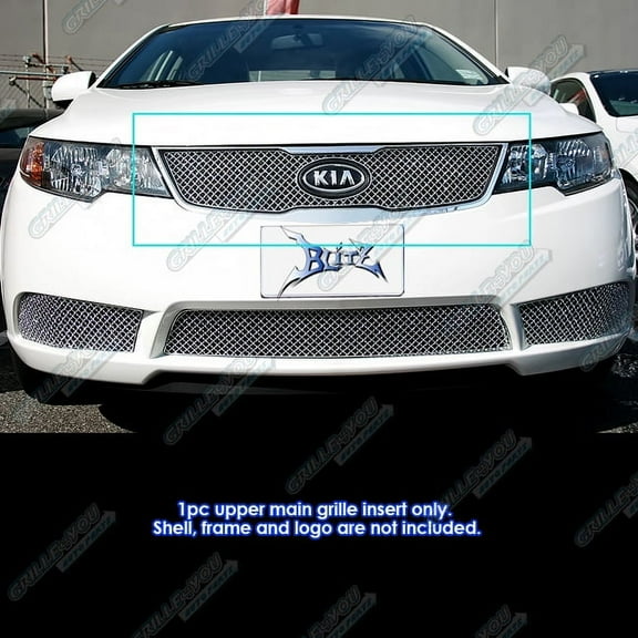 APS Compatible with Kia Forte 2010-2013 Main Upper Stainless Steel Chrome Mesh Front Grill Grille Insert KX6716S
