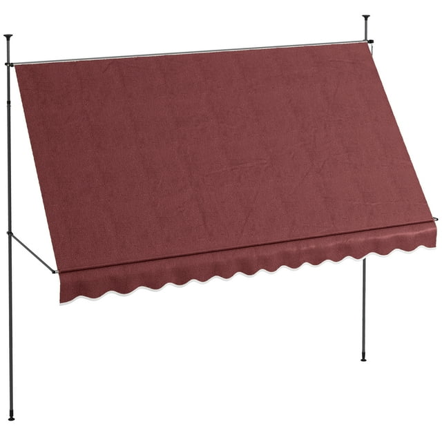 Outsunny Auvent Rétractable 11,5 Pieds x 4 Pieds, Autoportant et Sans Vis, Rouge Vin