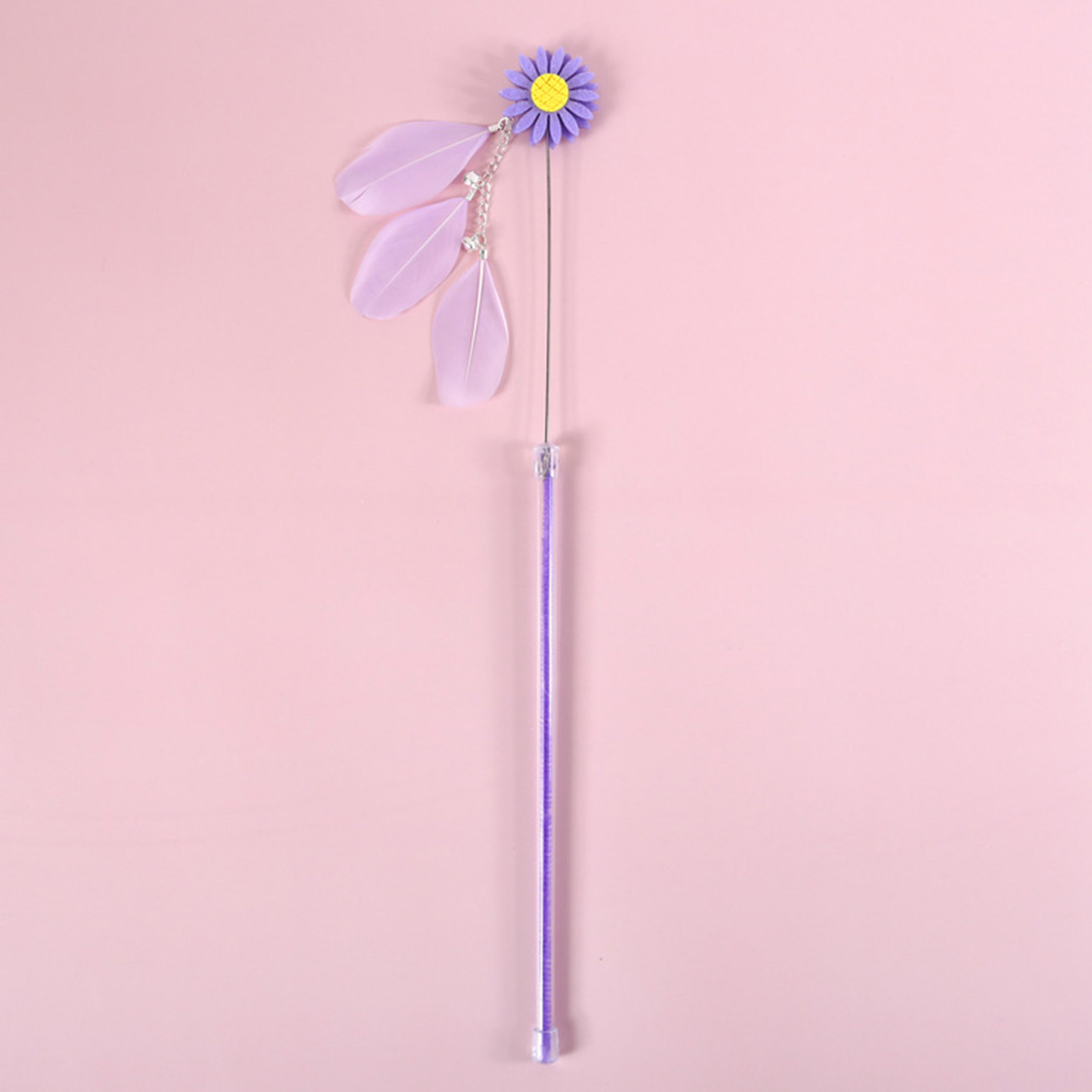 DOPI Cats Wand Toy Flower Feather Decor Pet Interaction Handmade Cats Stick Teaser Toy with Bell Cats Supplies