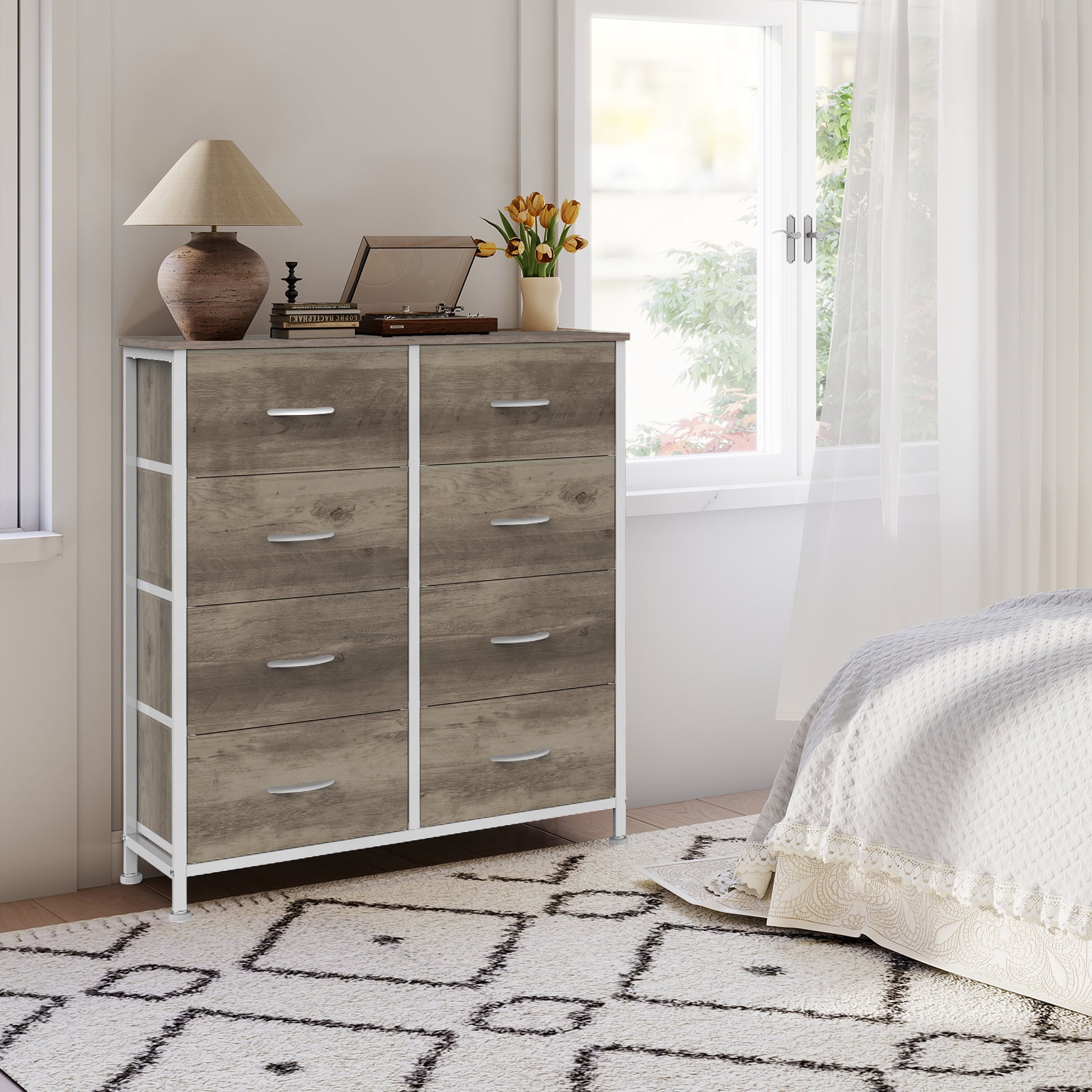 SWEETCRISPY Fabric Dresser With 8 Drawers, Storage Chest For Bedroom, Closet, Living Room, Hallway - Available In Oak