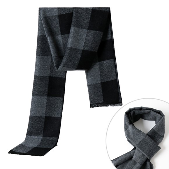 Coofit Men Winter Scarf Fashion Soft Stripe Checked Long Scarf Warm Scarf Classic Scarf