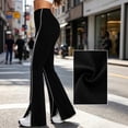 thumbnail image 4 of SeekIslan Womens Side Stripe Flare Leggings High Waist Split Hem Yoga Pants with Contrast Piping, 4 of 5