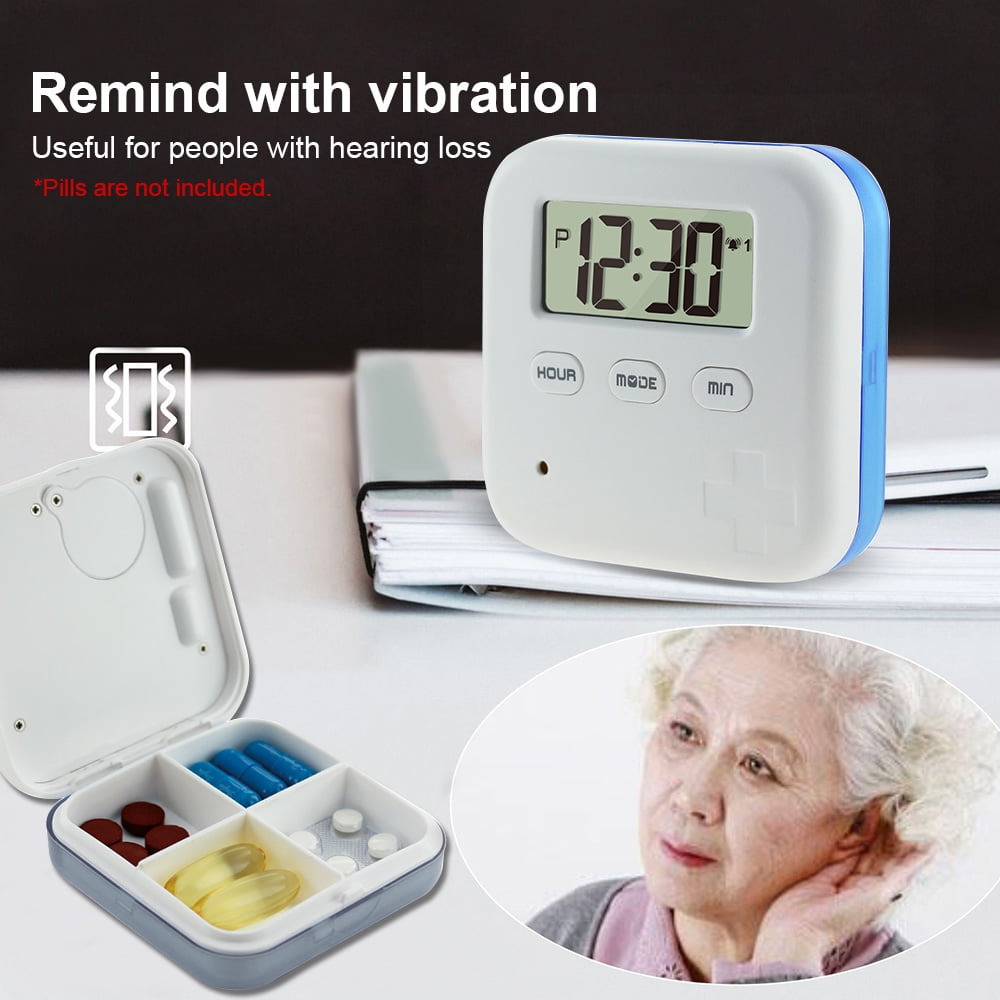 Dcenta Dust-proof Separated Pill Organizer Pill Box Case Electronic Timer Alarm Clock Reminder Medicine Storage Dispenser