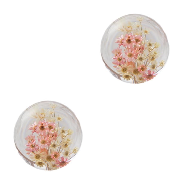 Toystoory Bola de cristal de flores para meditación, paz interior y tranquilidad, bola de ensueño decorativa de resina, regalo, Margarita, Margarita roja blanca 7cm 2Conjunto