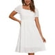 thumbnail image 1 of INSPIRAR CHIC Vestidos Midi de Verano con Cuello Cuadrado, Mangas Cortas Abullonadas, Cintura Elástica, Corte A, Color Blanco, Talla XL, 1 of 5