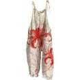 thumbnail image 1 of Jindong Combinaisons Boho Florales pour Femmes en Coton et Lin Sans Manches à Bretelles Spaghetti Ample avec Poches, 1 of 2