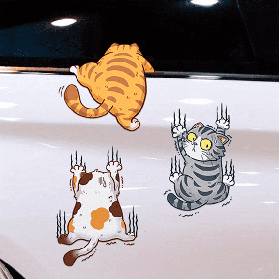 Qf026-Adorable Cat Car Sticker - Perfect for Cat Lovers!