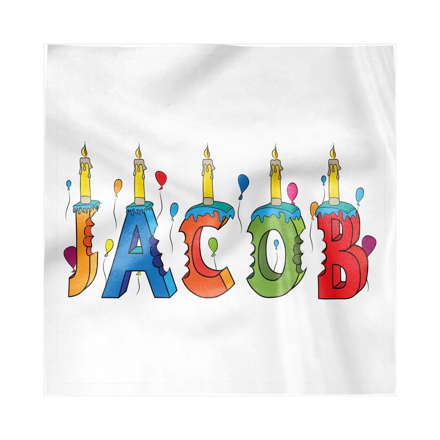 Jacob Decorative Satin Napkins Set of 4, Cartoon Colorful Letters