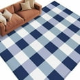 thumbnail image 3 of Navy Blue White Buffalo Check 5x8 Area Rugs, Farmhouse Plaid Modern Geometric Non-Skid Rubber Backing Large Rectangle Rugs - Living Room Bedroom Home Office, Indoor Floor Mat Carpets Washable Rug, 3 of 9