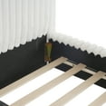 thumbnail image 6 of Queen White Boucle Bed Frame with Wavy Headboard - Vertical Stitching, Rubberwood Legs. Modern Bedroom Furniture. Soft, Textured Upholstery. No Box Spring Needed., 6 of 8