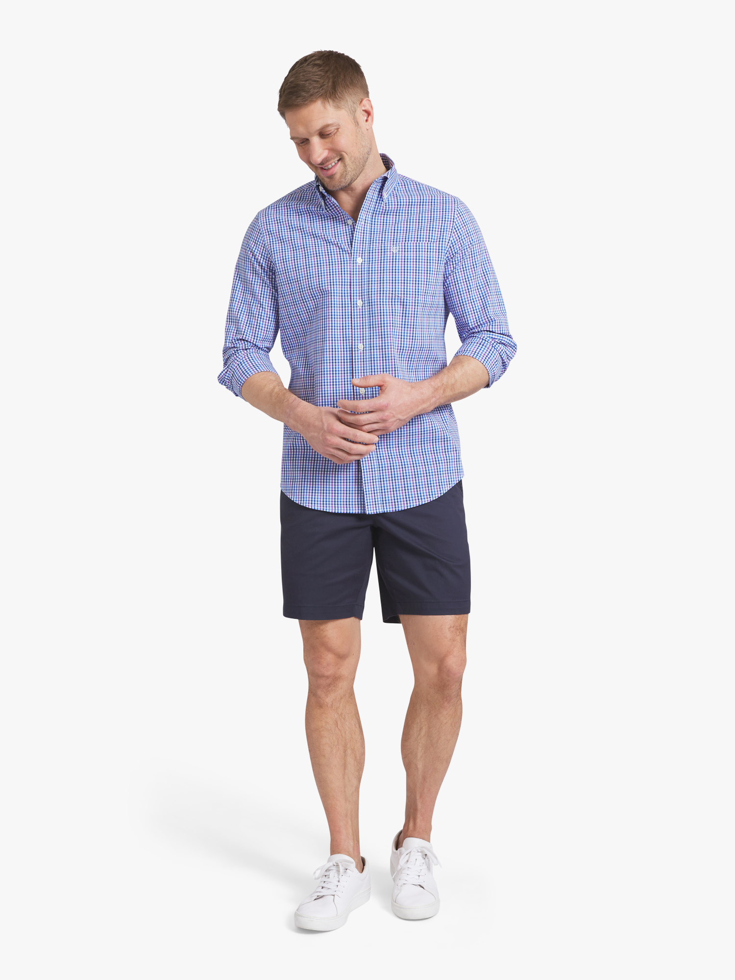 Chaps Men's & Big Men's Short Sleeve Easy Care Stretch Poplin Shirt, Sizes S-3XL