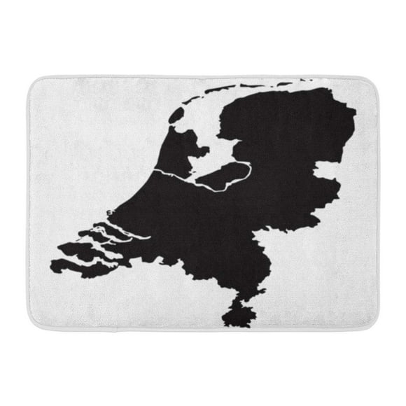 JSDART Holland of Dutch Map Pays Noir Contour de la Cartographie Détaillée Paillasson Tapis de Sol Tapis de Bain 23,6 X 15,7 Pouces