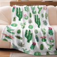 thumbnail image 4 of Cactus Blanket, Green Plant Blanket Throw, Warm Soft Lightweight Fuzzy Cactus Decor Blankets, White Green Flannel Cozy Plush for Couples Adults Men, Sofa, Bed, Living Room, Office, 60"x80", 4 of 6