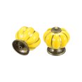 thumbnail image 4 of Uxcell 40x40mm Pumpkin Shape Vintage Ceramic Drawer Knobs for Dresser Yellow 2 Pack, 4 of 5