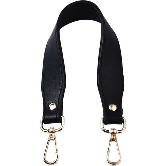 14.4 Inch Short Handbag Handles Black PU Leather Purse Handle Replacement 1.2 Inch Wide Flat Shoulder Straps with Alloy Clasps for Women Underarm Tote Bags Purse Wallet DIY Making