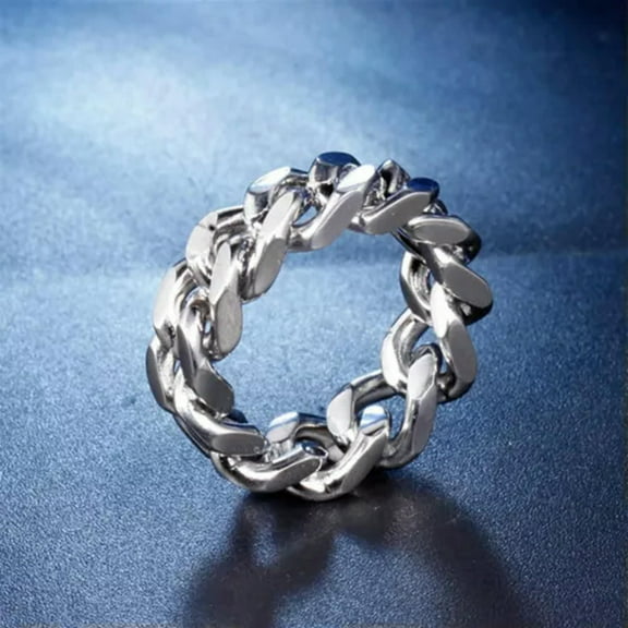 9mm Cool Silver Chain Punk Band Men Women's Stainless Steel Fashion Ring Sz 7-11
