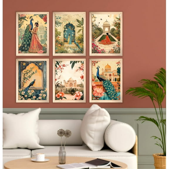 Digital Madhubani Pichwai Art Unframed Canvas Painting for Wall Decoration - Wall Paintings for Living Room, Bedroom,Hall,Kids Room (10x13 Inch) Set of 6