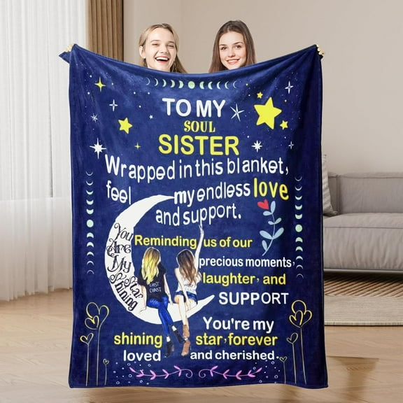 Sister Gifts Autumn Blanket, Sofa Throw Blanket, Birthday Gifts for Best Friend Female, Soft Blanket Gift for Sisters on Graduation and Mother's Day, Thoughtful Gifts for Friends 51'' x 60''