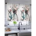 thumbnail image 5 of Sheer Curtains 54 Inch Length 2 Panels Set for Kitchen, Bicycles Semi Sheer Curtains for Windows, Country Vehicle Botanical Flowers Wooden Plank Voile Window Treatments Rod Pocket Curtain, 5 of 7