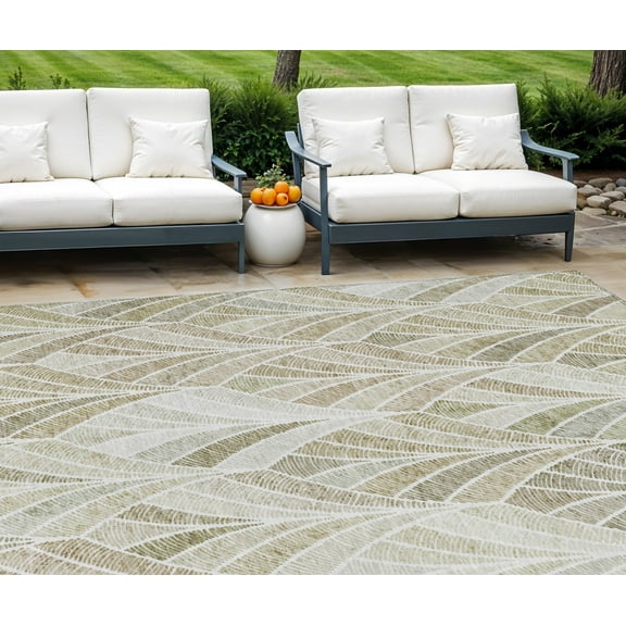 HomeRoots 589233 8 x 10 ft. Geometric Washable Indoor & Outdoor Rectangle Area Rug, Khaki, Tan & Beige