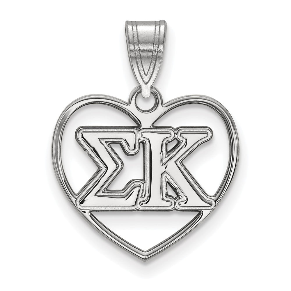 Solid 925 Sterling Silver Official Sigma Sigma Sigma Heart Pendant Charm 21mm x 17mm 