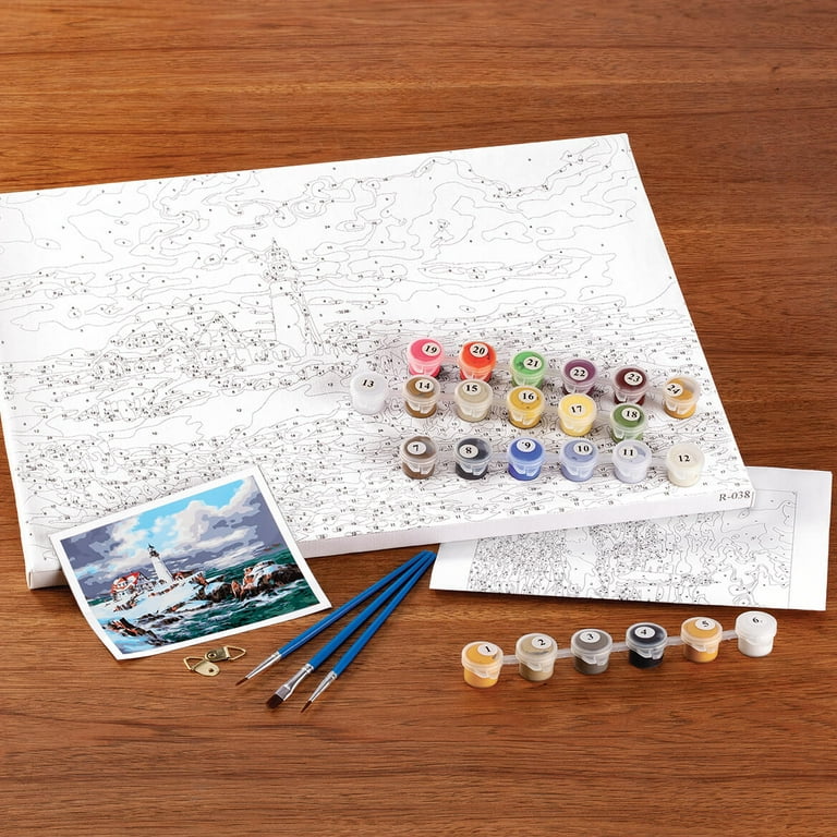 Winter-Themed DIY Paint-by-Number Set - Snowy Lighthouse