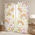 thumbnail image 2 of Manfei Kawaii Rainbow Blackout Curtains, Daisy Stars Moon Curtains Pack of 2 (42x84 Each), White Orange Pink, 2 of 6
