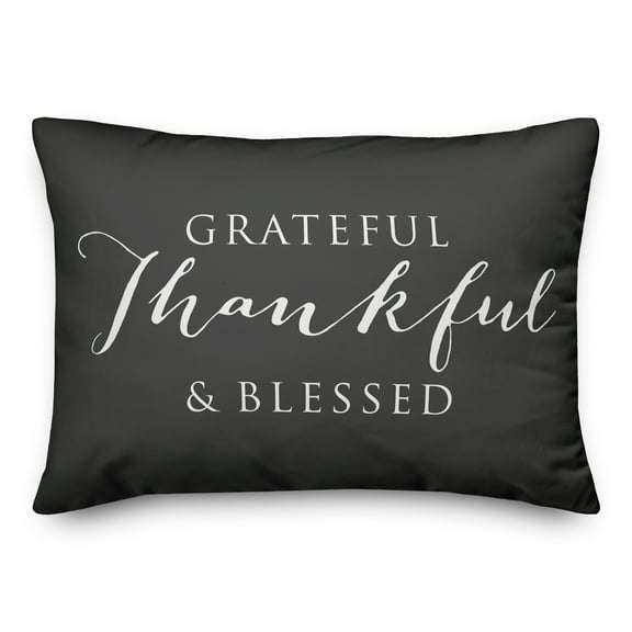 Creative Products Grateful Thankful Blessed Dark Gray 14x20 Indoor / Outdoor Pillow