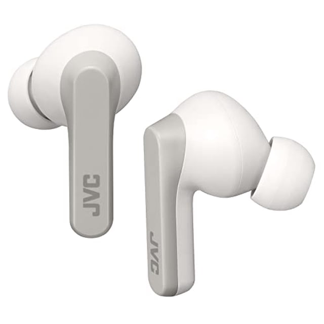 Audífonos inalámbricos verdaderos JVC RIPTIDZ con operación de sensor táctil, uso de un solo oído, IPX5, Bluetooth 5.1, larga duración de batería (hasta 30 horas) - HAA9TW (blanco)