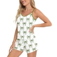 thumbnail image 4 of Tnhcen Women's St. Patrick's Day Shamrock Print Satin Pajama Set - Cami Top + Elastic Waist Shorts Sleepwear Loungewear, Soft Stretchy Fabric, S-2XL, 4 of 4