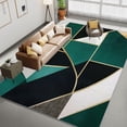 thumbnail image 2 of Living Room Area Rugs, Abstract Geometric Shape Blocks Printed Design Carpet, Emerald Green Washable Rectangle Rug, Soft Short Pile Carpet For Bedroom Dining Room Non-Slip Rug, 2 of 7