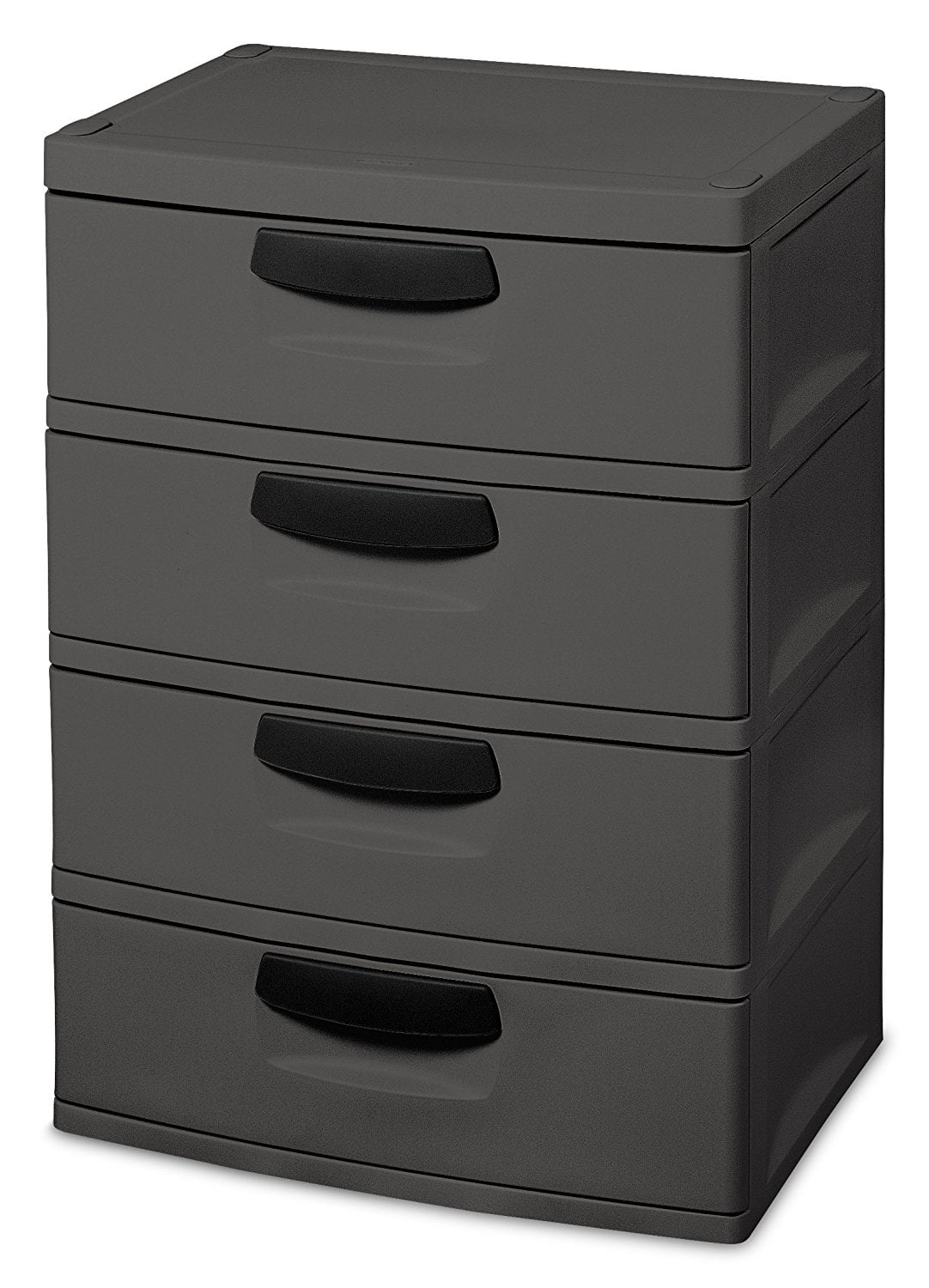 Sterilite 01743v01 4 Drawer Unit Flat Gray With Black Handles