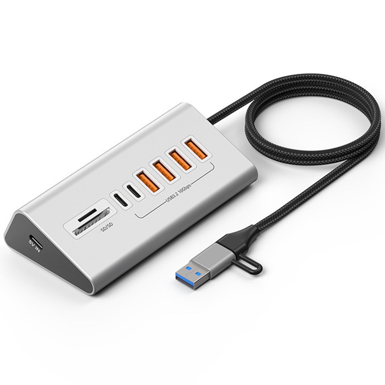 Portable USB C Hubs Adapter Aluminum Alloy USB 3.2 10Gbps SDTF Card Reader Plugs and Play for Laptop
