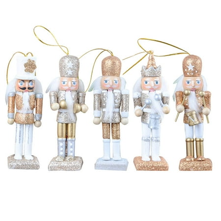 

Topaty Nutcracker Puppet 2018 New 12CM 5 Piece Set Glitter Powder Classic Nutcracker Puppet Pendant