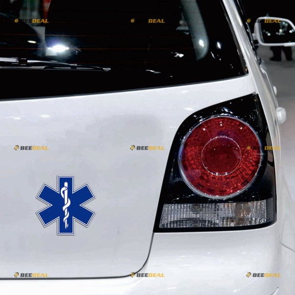 EMT Star of Life Emergency Medical Ambulance Car Magnet Magnetic Sticker Decal - 2 Pack Reflective 4" - for Truck Door Fridge Reusable Waterproof