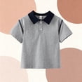 thumbnail image 4 of Blusa y camisa de manga corta con cuello vuelto Camisa de color liso para niños Camiseta de manga corta con solapa para bebé Top informal y versátil Camiseta de algodón para niños, 4 of 9