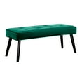 thumbnail image 6 of WestinTrends Velvet Tufted Bedroom Bench for Living Room & Entryway Furniture, Dark Green, 6 of 9