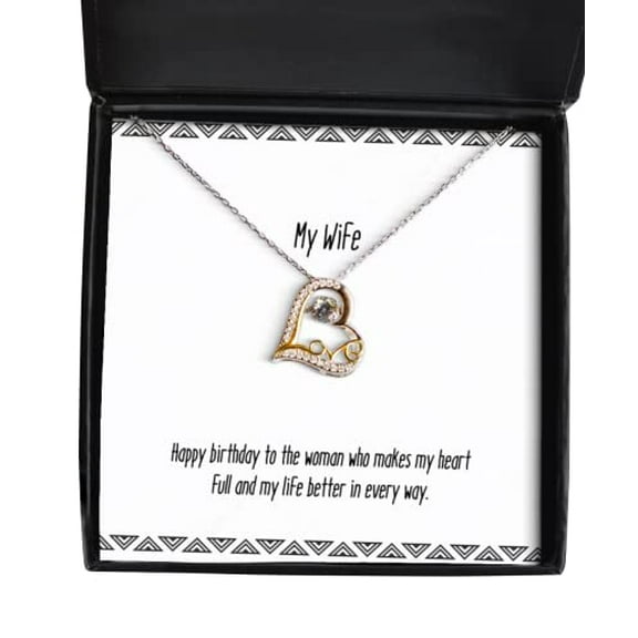 New Wife Gifts, Happy birthday to the woman who makes my heart full and my, Sarcastic Birthday Love Dancing Necklace From Wife, Birthday present ideas for girlfriendboyfriend spouse, Creative birthday