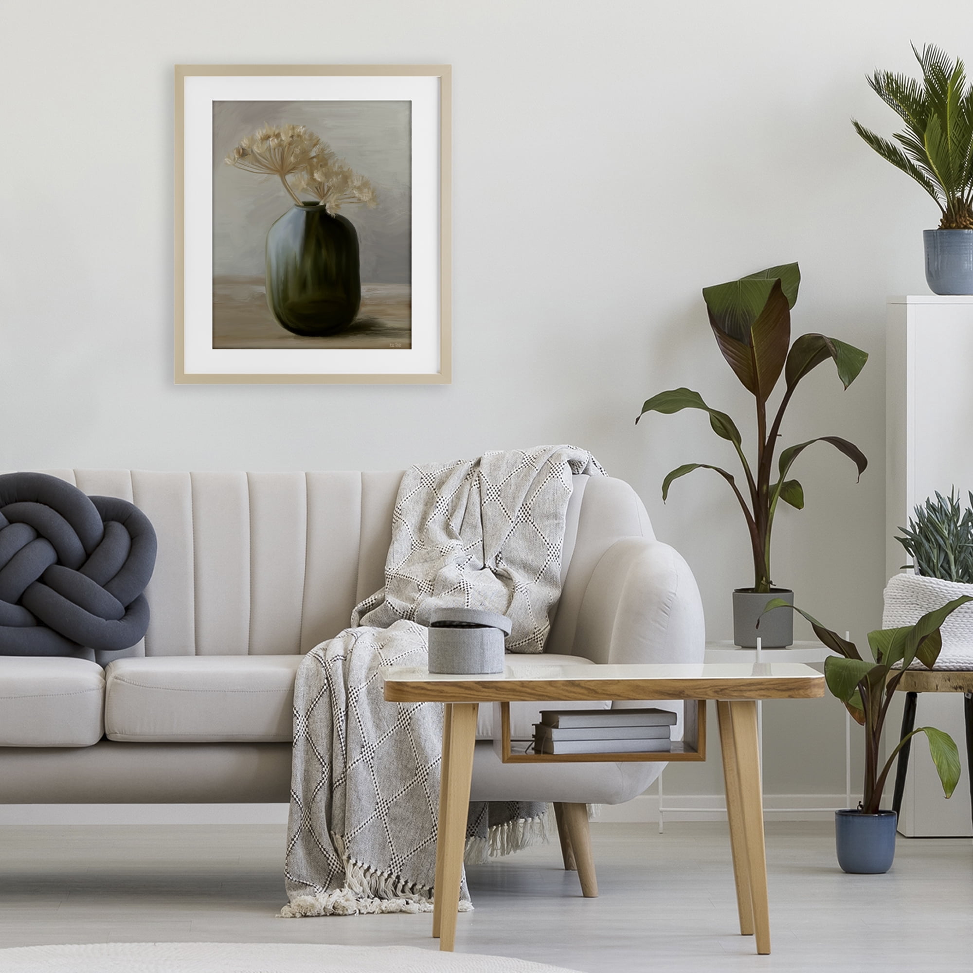 Stupell Industries Dried Blooms in Green Vase Birch Framed Print Under Glass, design by House Fenway