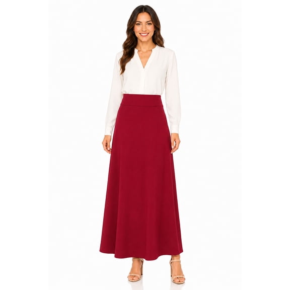 Women's Flowy Maxi Skirt with High Waist and A-Line Silhouette