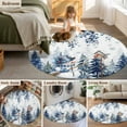 thumbnail image 5 of Round Rug 5Ft Washable Non-Slip, Blue Snowman Christmas Circle Area Rugs for Living Room Bedroom, Xmas Tree Forest Eucalyptus Leaves Indoor Floor Mats Carpet Runner for Home Decor Aesthetic, 5 of 8