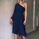 thumbnail image 2 of Moda mujer sexy fuera del hombro color sólido manga larga cintura elástica vestido largo Pompotops  hdfakjf9008, 2 of 8