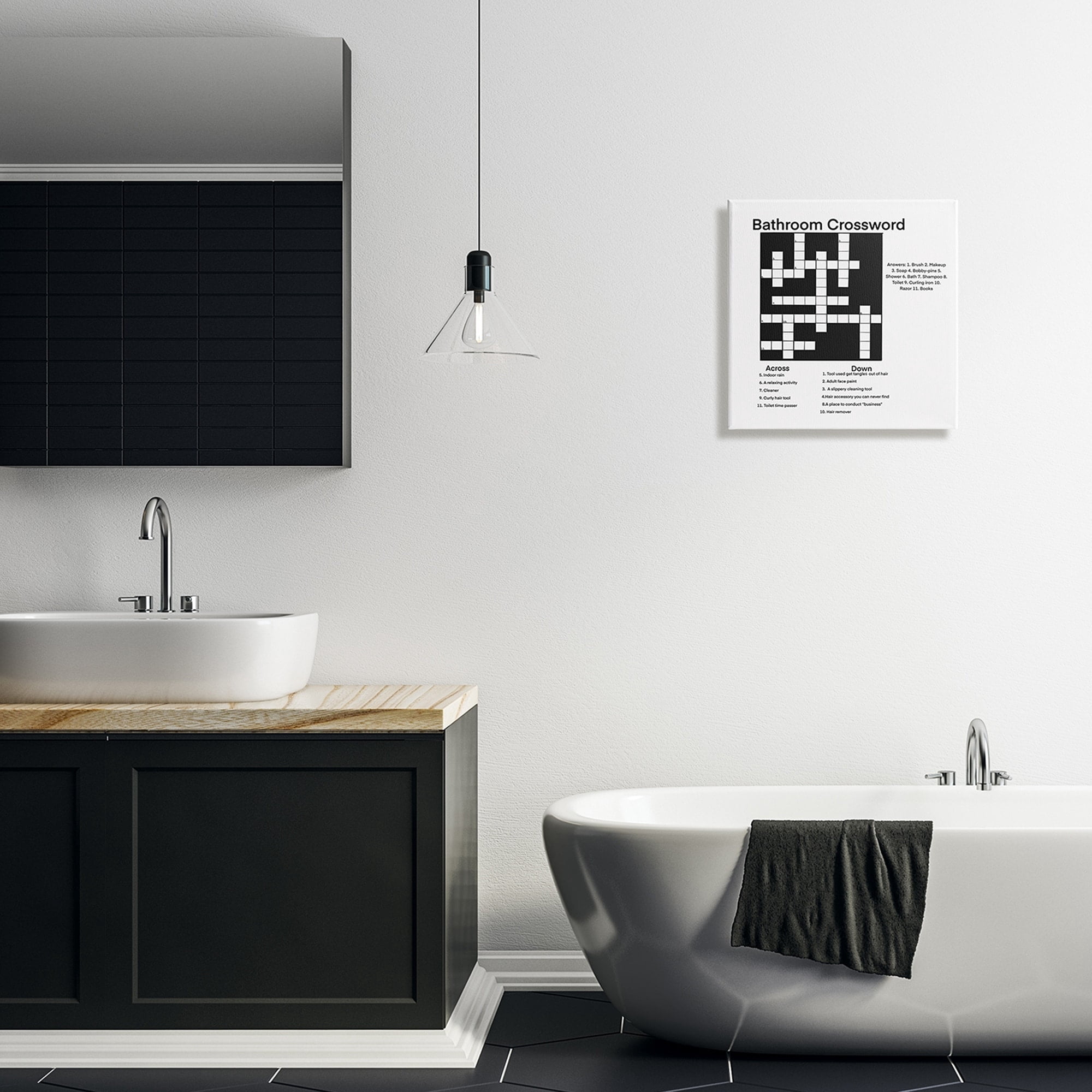 Stupell Industries Crossword Bathroom Puzzle Fun Toilet Game Sign,17 x 17, Design by Ashley Singleton