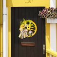 thumbnail image 3 of HJQEQVD Spring Yellow Flower Wreath with Wooden Wagon Wheel - Bow Accent Front Door Decor for Farmhouse Porch Seasonal Decoration Faux Floral Rustic Display, 3 of 9