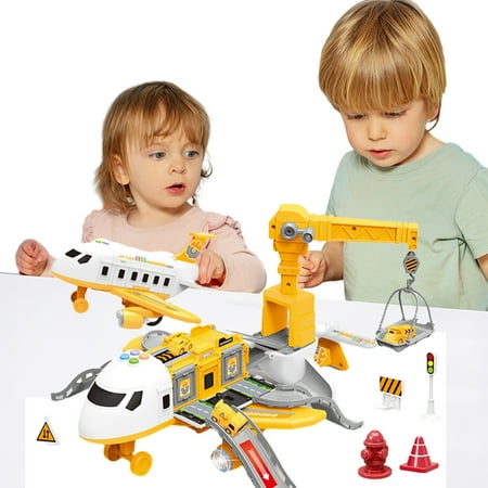 KYAIGUO Baby Airplane Engineering Transport Cargo Toys Kids Multiple Themes of Airplane Toys with Lights&realistic Sound Effects Learning Christmas Airplane Gift for 5+ Years Old