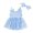 Blue, variant on Aojekbee Newborn Girl Outfit, Flower Print Sleeveless Tulle Patchwork Romper Dress with Bow Hairband Summer Clothes