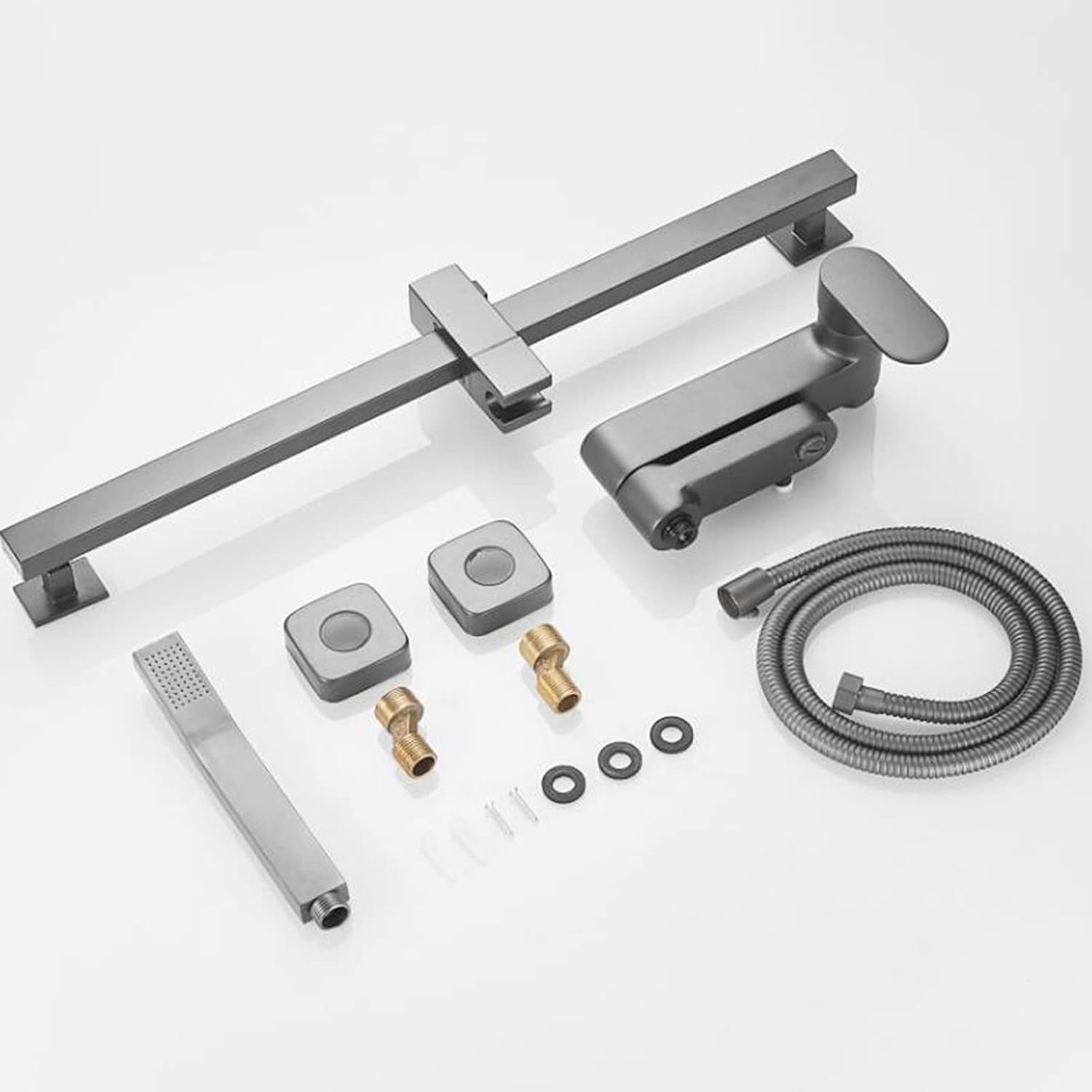 Bath Mixer Faucets with Shower Brass Hot and Cold Water Bathroom Bathtub Shower Set Gray